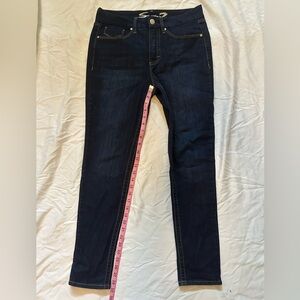 Seven7 Women's Dark Blue Tummyless High Rise Skinny Jeans